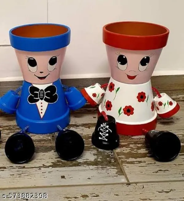Multicolor_Premium_Handcrafted_Cute_Couple_Theme_Pot_Doll_Planter_Combo_Set_Of_2