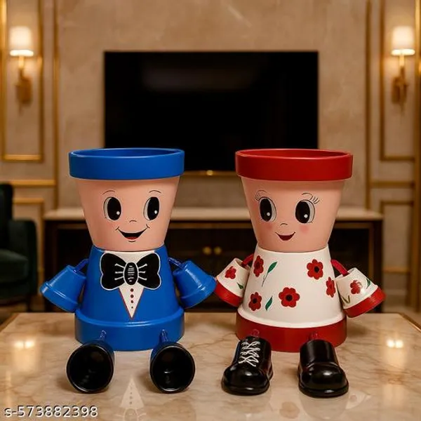 Multicolor_Premium_Handcrafted_Cute_Couple_Theme_Pot_Doll_Planter_Combo_Set_Of_2