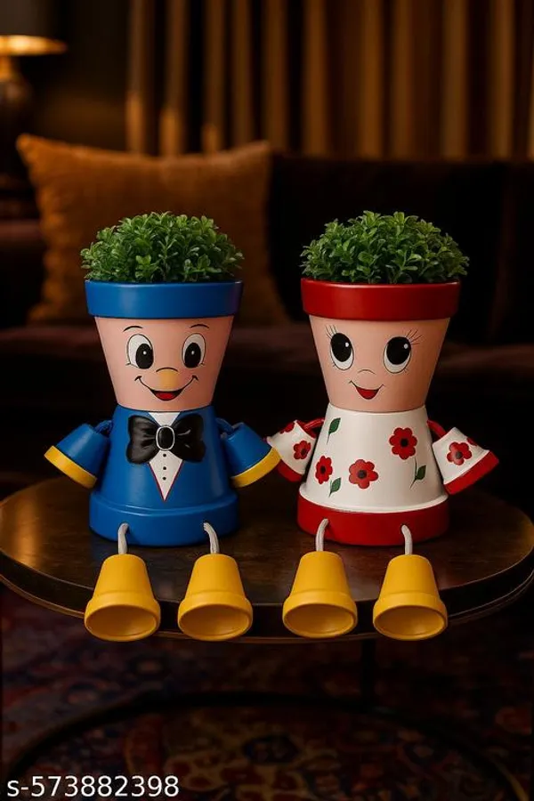 Multicolor_Premium_Handcrafted_Cute_Couple_Theme_Pot_Doll_Planter_Combo_Set_Of_2