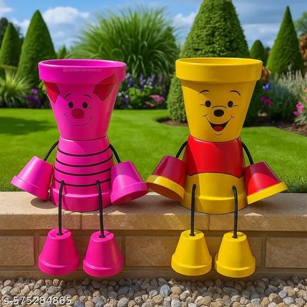 Multicolor_Piglet_Winnie_The_Pooh_Clay_Pot_Dolls_Handmade_Cartoon_Sitting_Planter_Showpieces_For_Kids_Room_Balcony_Garden_Decor_Combo_Of_2