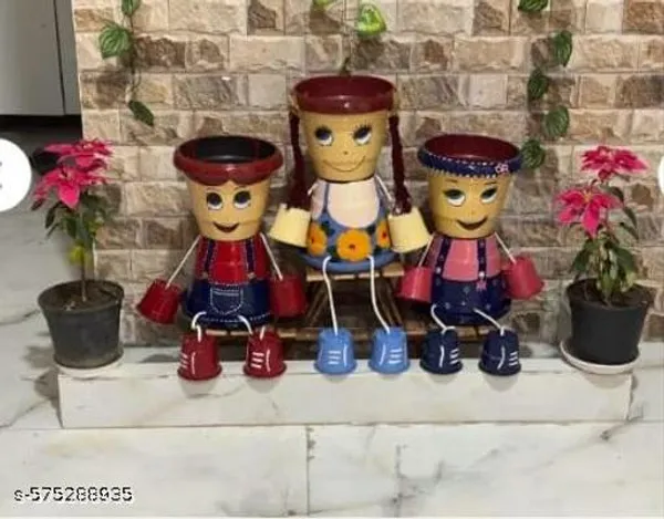 Multicolor_Handmade_Clay_Pot_Dolls_Cute_Sitting_Boy_Girl_Planters_For_Home_Balcony_Table_Decor_Decorative_Clay_Showpiece_Set_Pack_Of_3