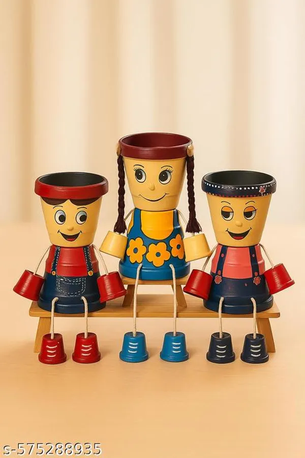 Multicolor_Handmade_Clay_Pot_Dolls_Cute_Sitting_Boy_Girl_Planters_For_Home_Balcony_Table_Decor_Decorative_Clay_Showpiece_Set_Pack_Of_3