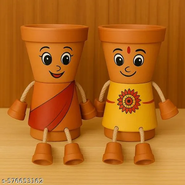 Multicolor_Traditional_Pot_Doll_Combo_Rajasthani_Theme_Planter_Dolls_Home_Decor_Handmade_Terracotta_Pack_Of_2