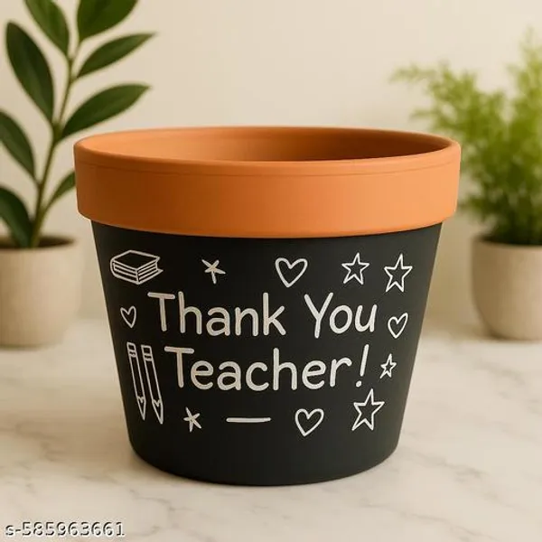 Black_Handmade_Teacher_Day_Gift_Pot_Personalized_Chalkboard_Planter_Sharan_Potique