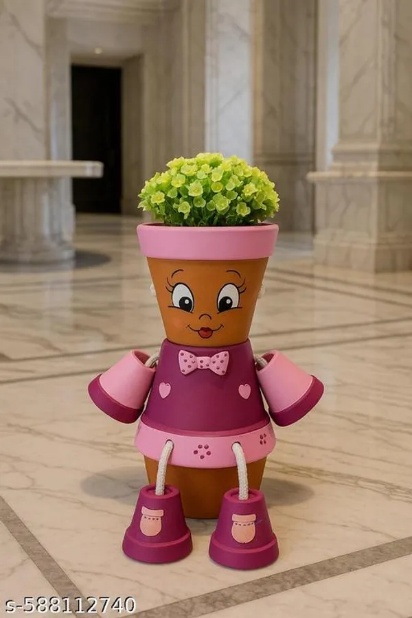 Pink_Handmade_Terracotta_Doll_Planter_Cute_Decorative_Clay_Flower_Pot