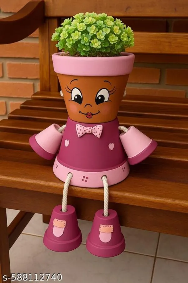 Pink_Handmade_Terracotta_Doll_Planter_Cute_Decorative_Clay_Flower_Pot