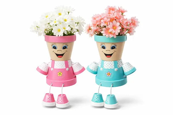 Multicolor_Unique_Flower_Pot_Happy_Face_Plastic_Planters_Pack_Of_2