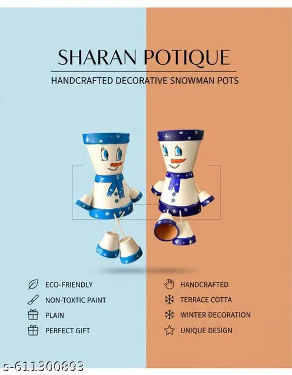 White_And_Blue_Handmade_Snowman_Terracotta_Planters_Festive_Winter_Garden_Decor_With_Blue_White_Design