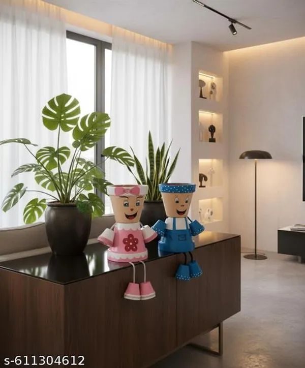 Blue_Handmade_Boy_Girl_Character_Planters_Set_Cute_Terracotta_Pot_People_For_Garden_Home_Decor