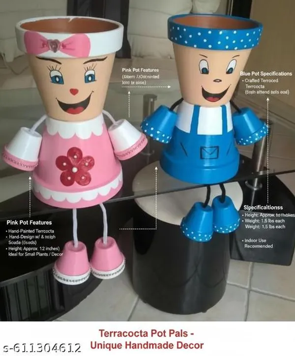 Blue_Handmade_Boy_Girl_Character_Planters_Set_Cute_Terracotta_Pot_People_For_Garden_Home_Decor