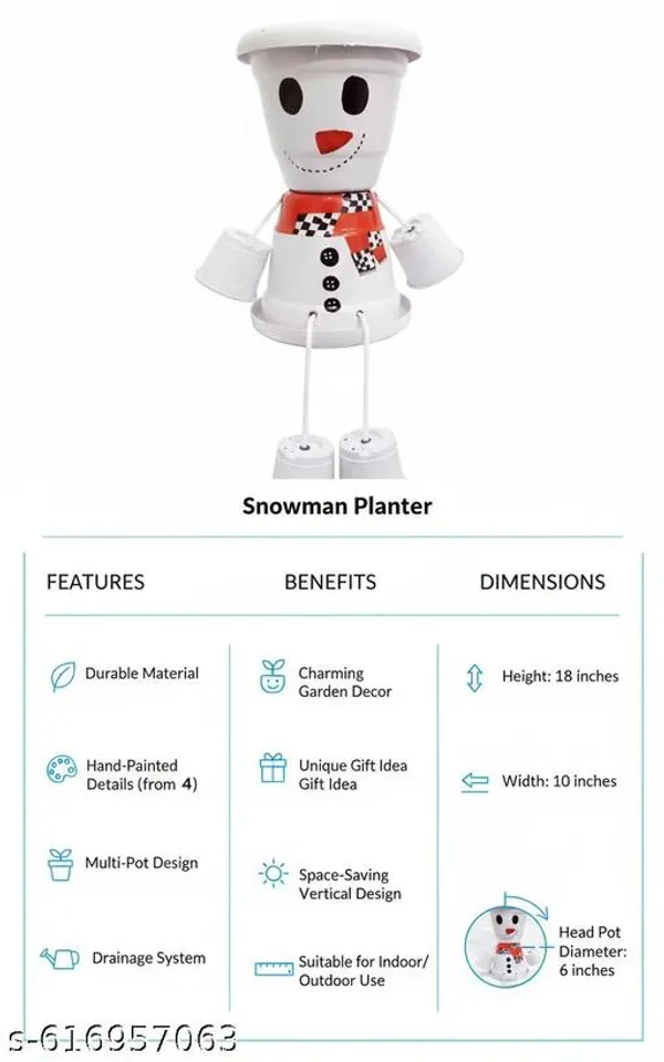 White_Snowman_Planter_Pot_Christmas_Decor_Winter_Garden_Decoration_Holiday_Gift_For_Plant_Lovers_Ceramic_Style_Planter