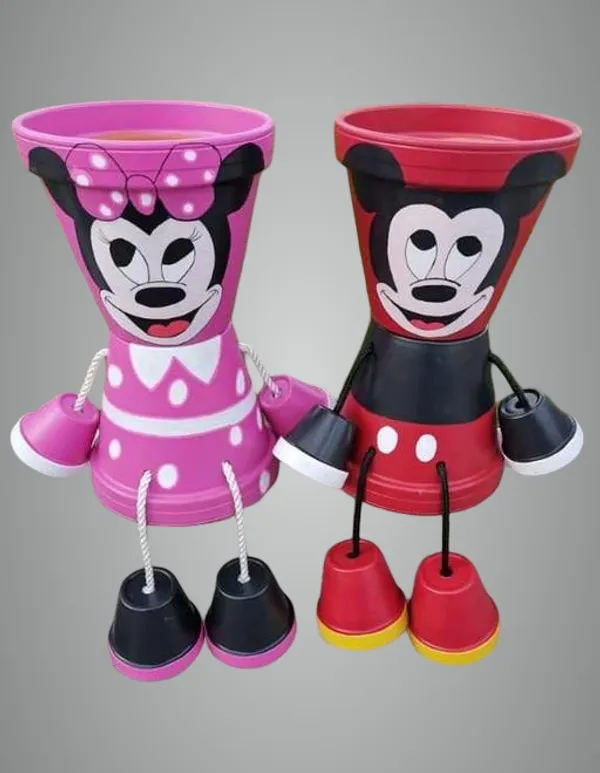 Multicolor_Mickey_Minnie_Mouse_Themed_Clay_Pot_Dolls_Handmade_Cartoon_Character_Sitting_Planters_Pack_Of_2