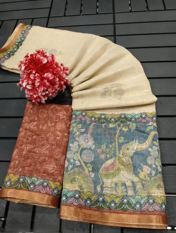Linen_Off_White_Linen_Printed_Saree_For_Women