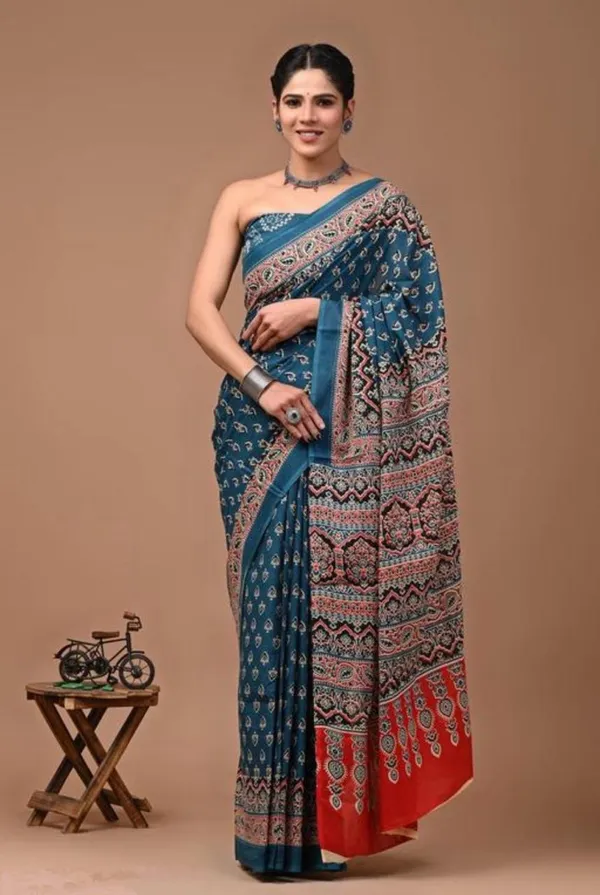 Linen_Blue_Linen_Printed_Saree_For_Women