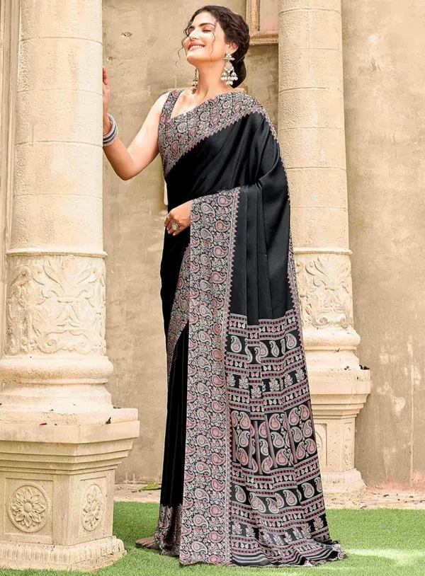 Linen_Black_Linen_Embroidered_Saree_For_Women