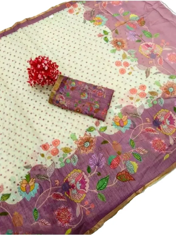Linen_Off_White_Linen_Polka_Dotted_Saree_For_Women