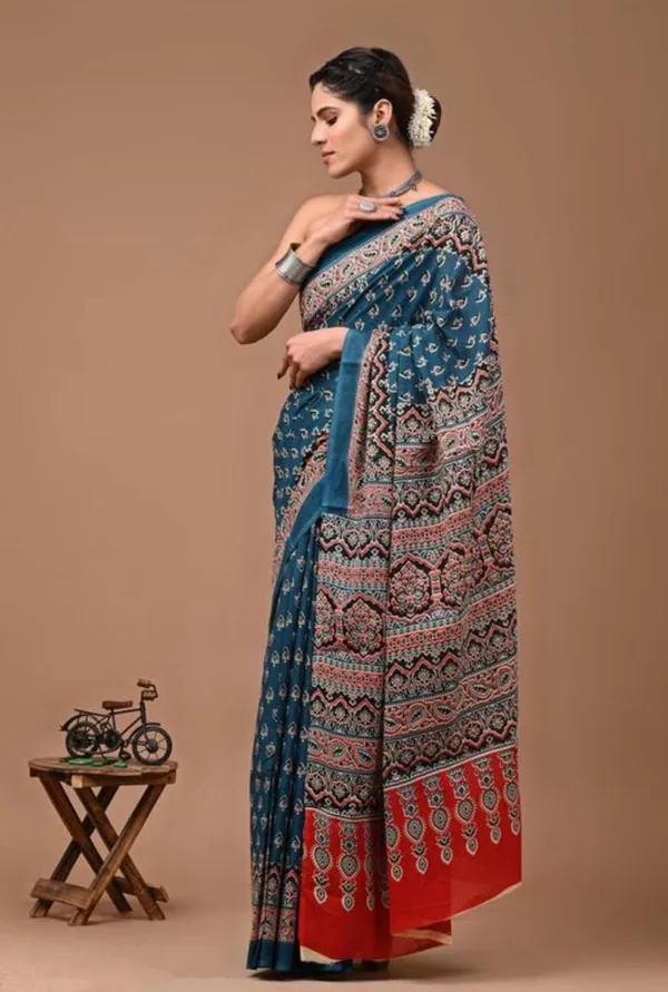 Linen_Blue_Linen_Printed_Saree_For_Women