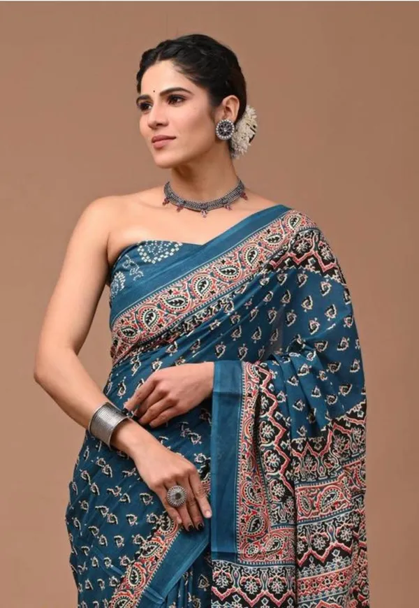 Linen_Blue_Linen_Printed_Saree_For_Women