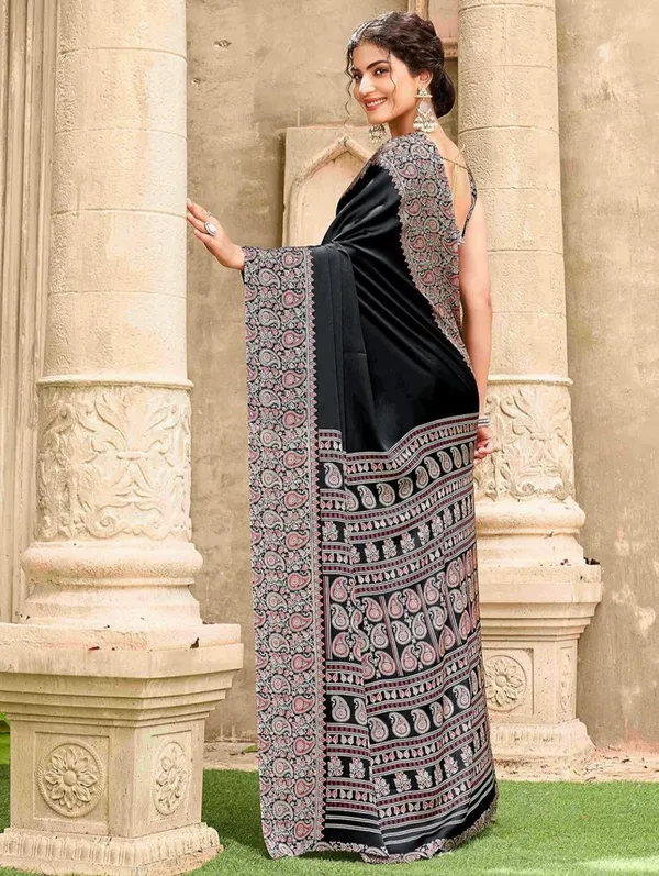 Linen_Black_Linen_Embroidered_Saree_For_Women