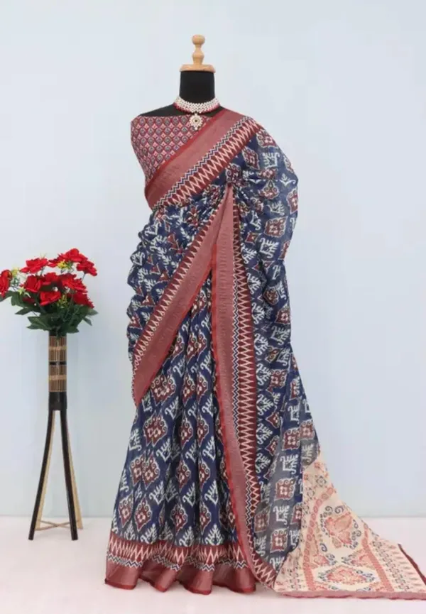 Linen_Multicolour_Linen_Ikat_Saree_For_Women
