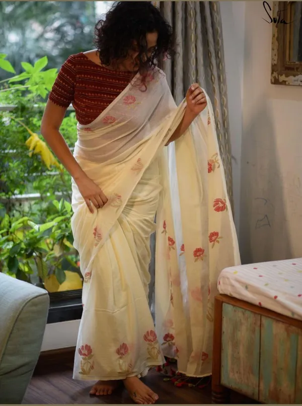 Linen_Off_White_Linen_Floral_Saree_For_Women
