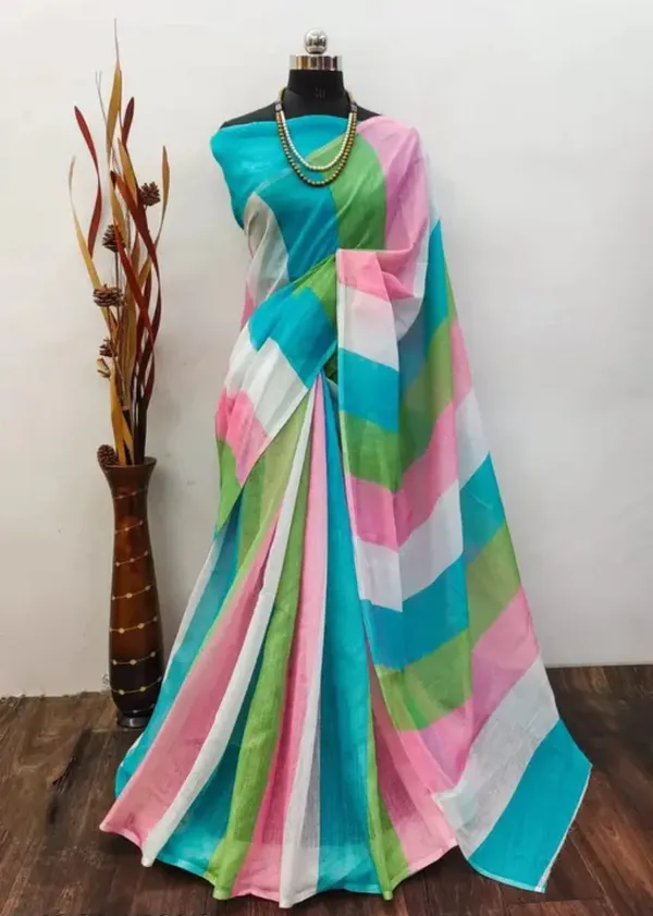 Linen_Multicolour_Linen_Striped_Saree_For_Women