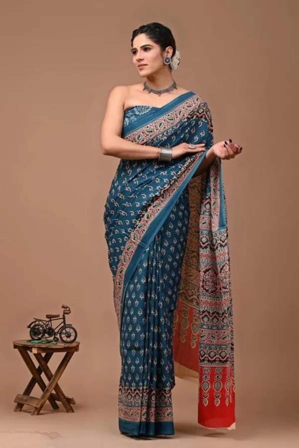 Linen_Blue_Linen_Printed_Saree_For_Women