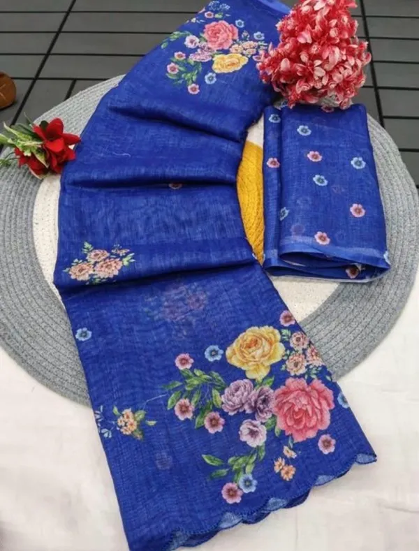 Premium_Pure_Linen_Saree_with_Metallic_Border_And_Soft_Breathable_Linen_Fabric_for_Summer_Wear