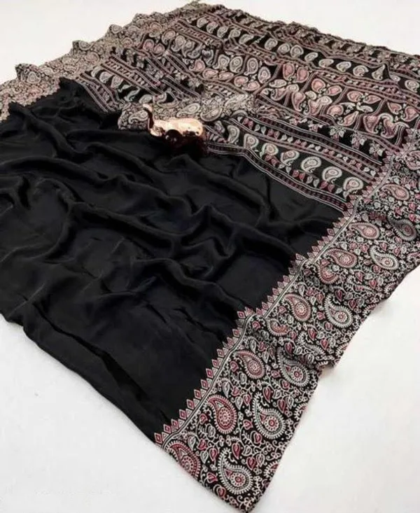 Linen_Black_Linen_Embroidered_Saree_For_Women