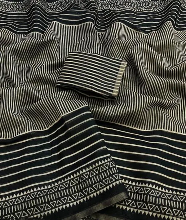Linen_Black_Small_Lining_Saree_for_Women
