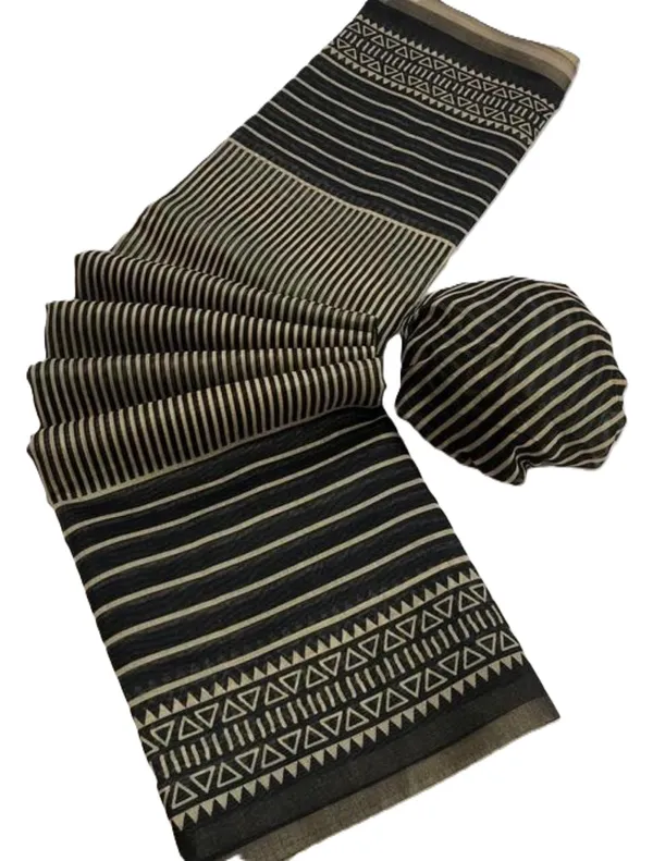 Linen_Black_Small_Lining_Saree_for_Women
