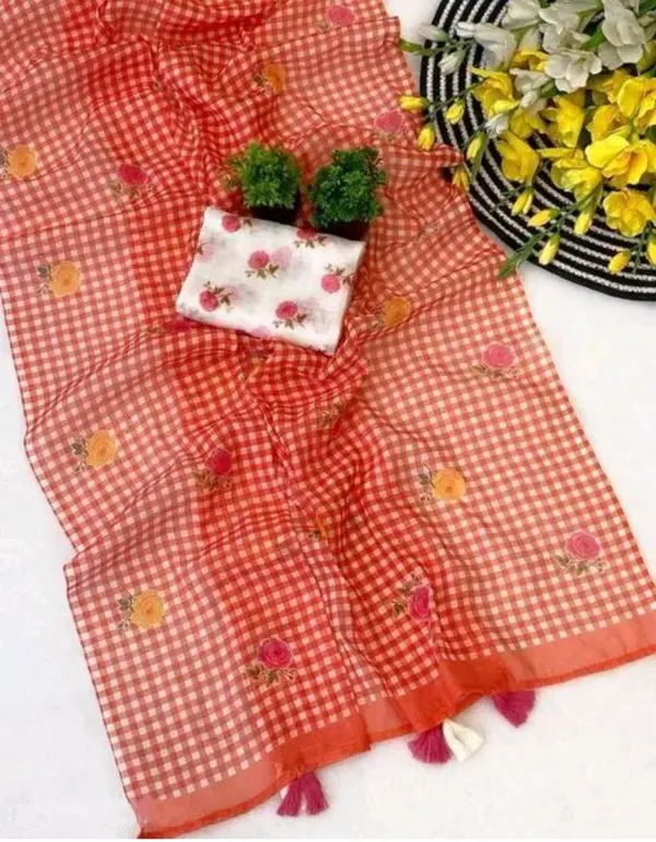 Truorigin_Checkered,_Digital_Print,_Floral_Print,_Self_Design,_Geometric_Print_Bollywood_Cotton_Linen,_Linen_Saree_for_Women