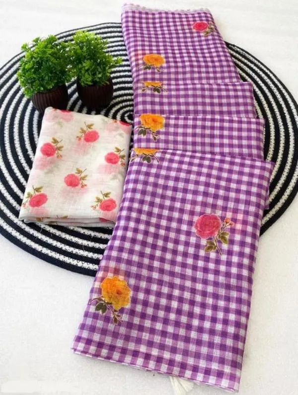 Purple_Chex_Mini_Saree_for_Women