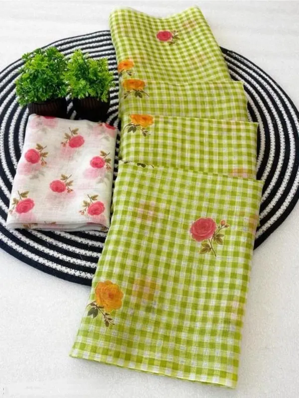Truorigin_Checkered,_Digital_Print,_Floral_Print,_Self_Design,_Geometric_Print_Bollywood_Cotton_Linen,_Linen_Saree_for_Women