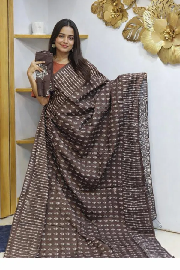 Linen_Brown_Linen_Printed_Saree_For_Women