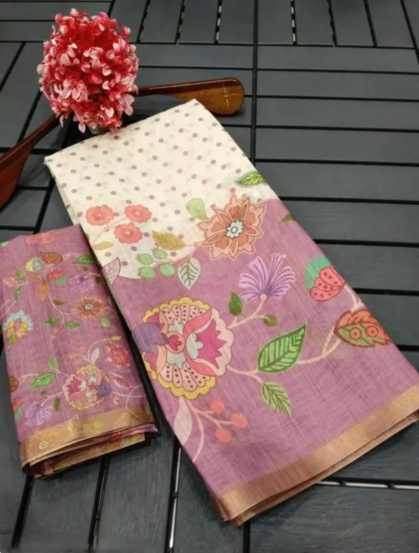 Linen_Off_White_Linen_Polka_Dotted_Saree_For_Women