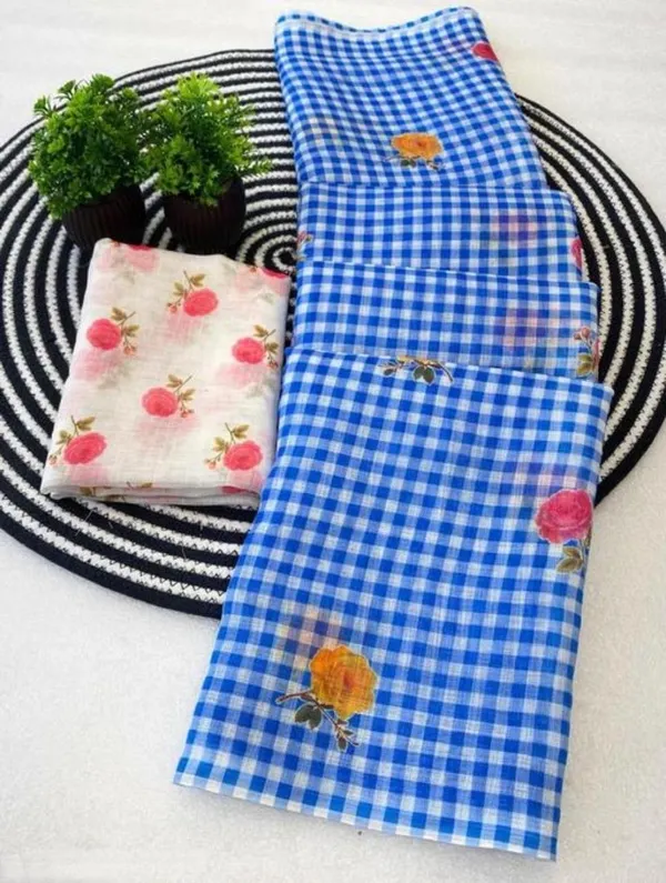 Blue_Chex_Mini_Saree_for_Women