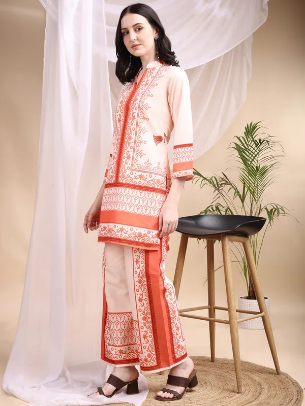Orange_Modern_Chic_Printed_Rayon_Slim_Co_Ord_Set_Saree_for_Women