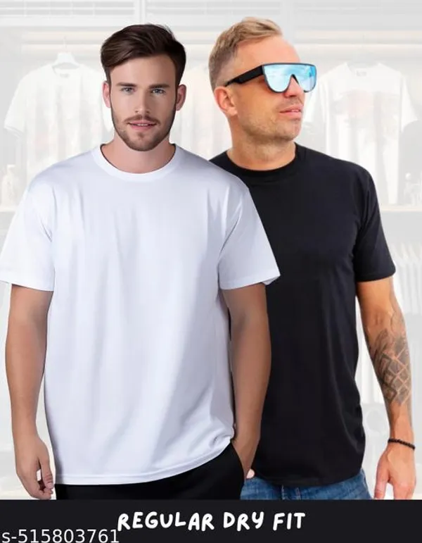 White_And_Black_Dry_Fit_Round_Neck_Breathable_Sports_Casual_Wear_Tee_Combo_Set