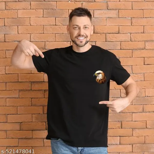 Black_Round_Neck_Half_Sleeves_Cotton_Blend_T_Shirt