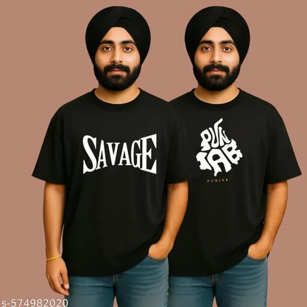 Black_Graphic_Text_Design_Round_Neck_Half_Sleeve_Cotton_Blend_Casual_Streetwear_Tee_Combo_Set