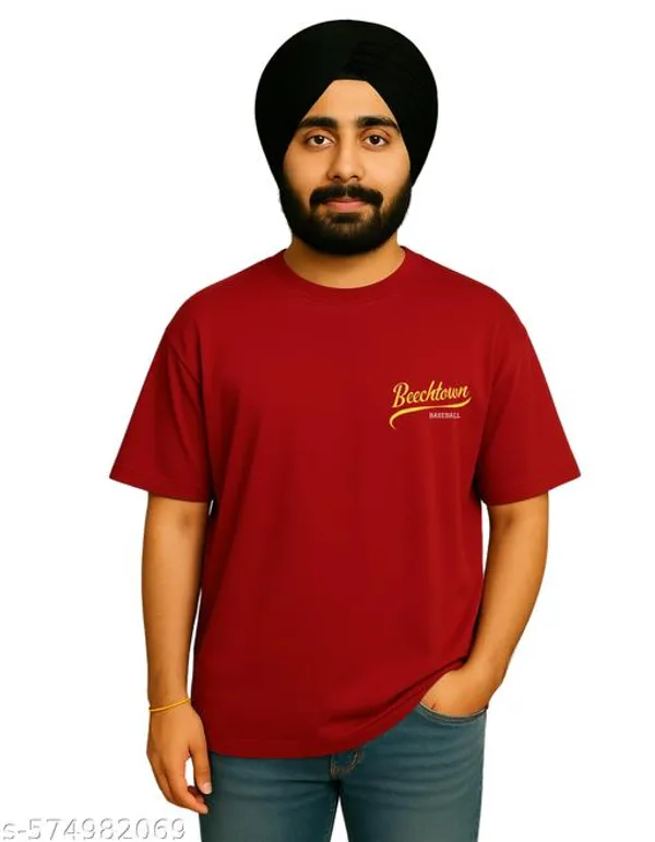 Maroon_Graphic_Text_Design_Round_Neck_Half_Sleeve_Oversized_T_Shirt