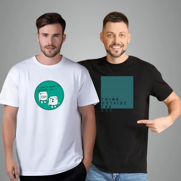 White_And_Black_Quirky_Love_Thinker_Printed_T_Shirts_Combo_Set