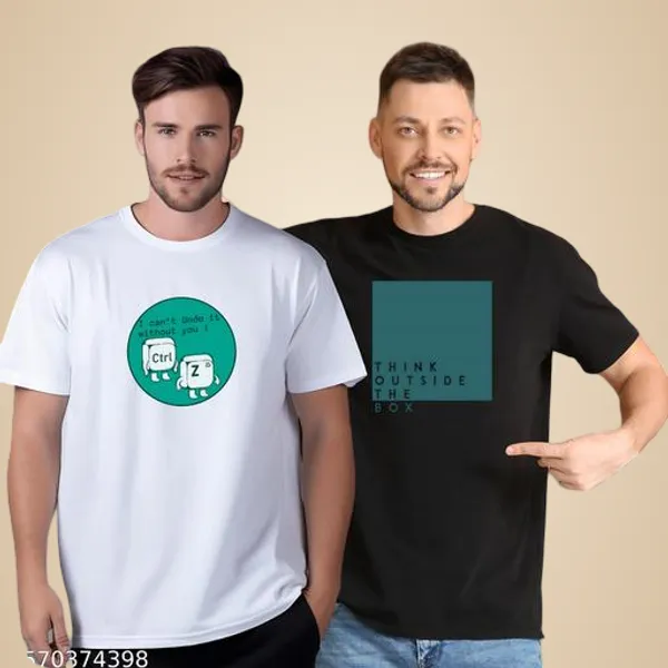 White_And_Black_Quirky_Love_Thinker_Printed_T_Shirts_Combo_Set