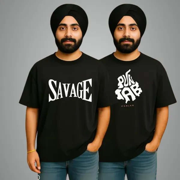 Black_Graphic_Text_Design_Round_Neck_Half_Sleeve_Cotton_Blend_Casual_Streetwear_Tee_Combo_Set