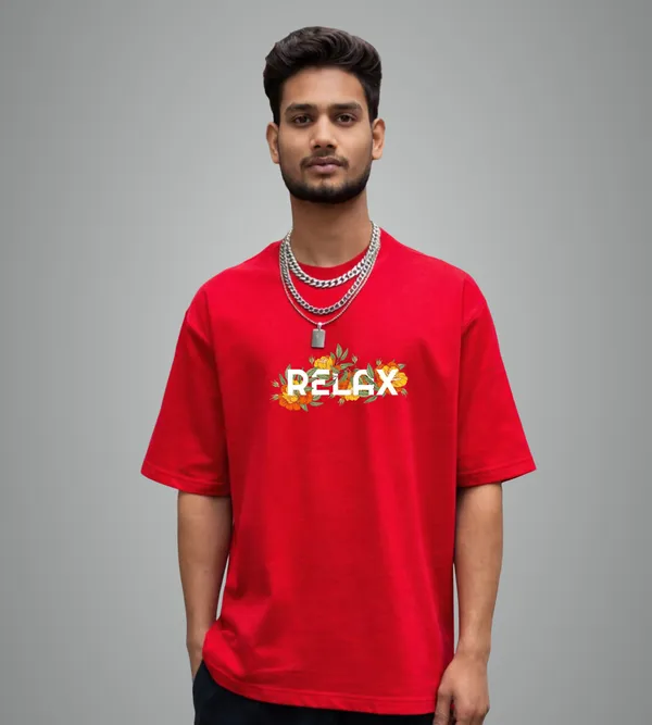 Red_Oversized_Cotton_Streetwear_Style_Soft_Breathable_T_Shirt_For_Unisex