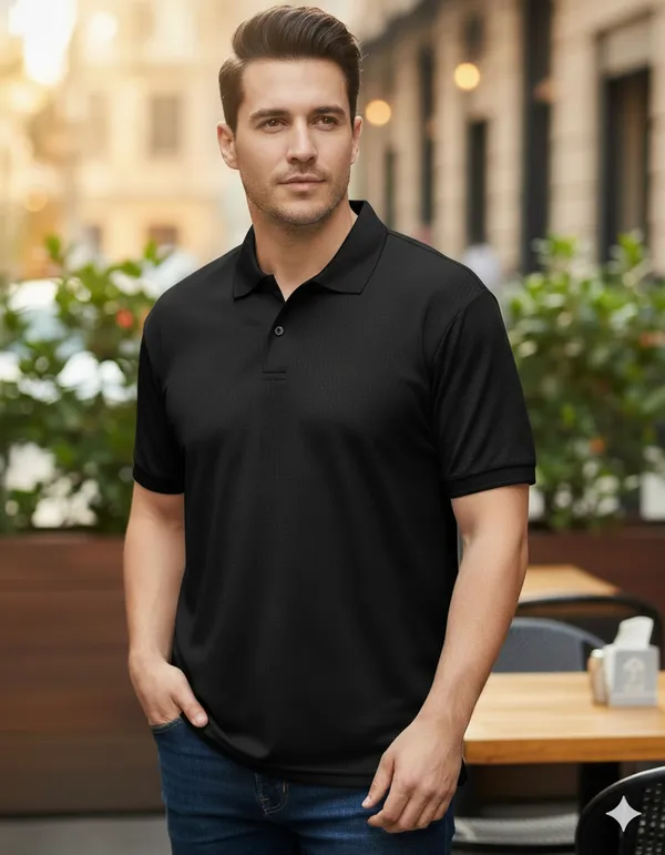 Black_Solid_Classic_Collar_Half_Sleeve_Casual_Polo_T_Shirt