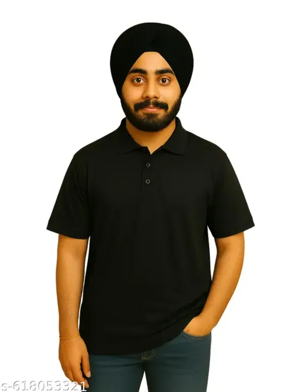 Black_Solid_Classic_Collar_Half_Sleeve_Casual_Polo_T_Shirt