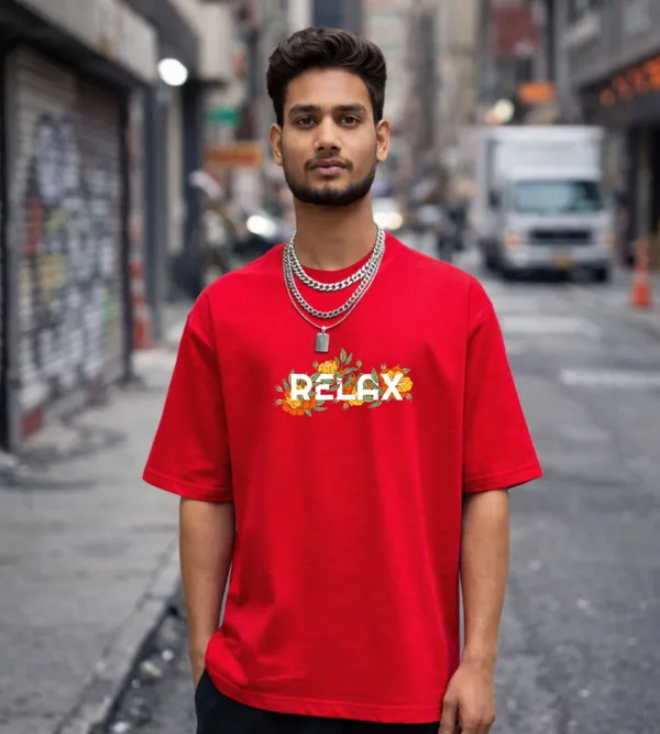 Red_Oversized_Cotton_Streetwear_Style_Soft_Breathable_T_Shirt_For_Unisex