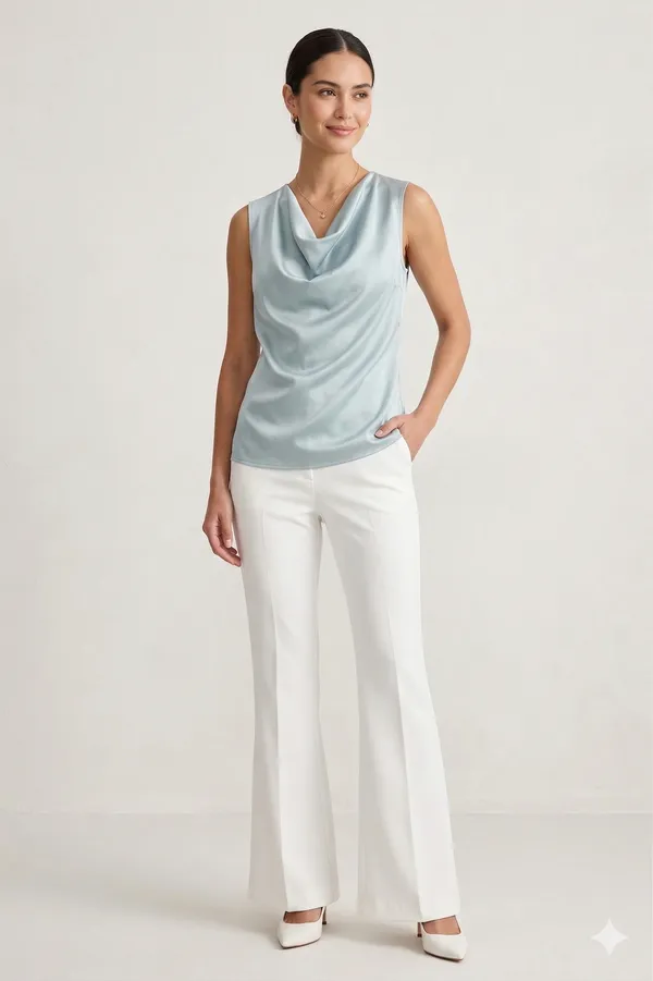 Light_Blue_Crape_Cowl_Neck_Top_For_Women
